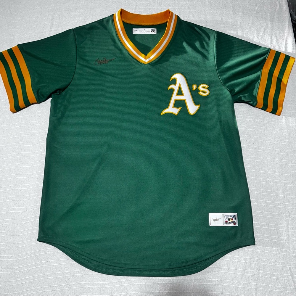 Men's L Kelly Green Oakland Athletics Road Cooperstown Collection Team Jersey